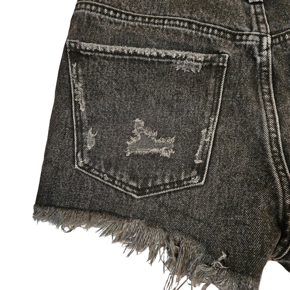 Zara Distressed Jean Cut Off Shorts, Black, US Size 2 - Picture 7 of 11